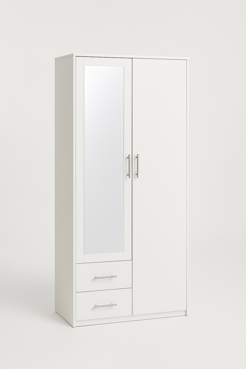 White 2 Door Mirrored Wardrobe Delivered in Goodmayes view 2