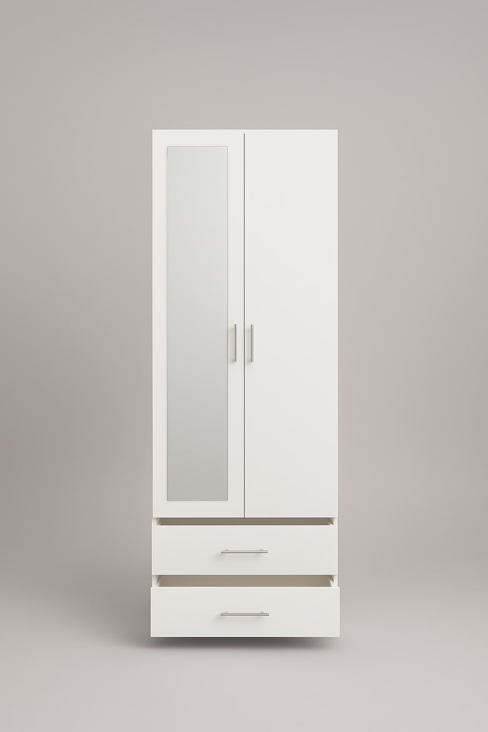 White 2 Door Wardrobe with Drawers Delivered in Northolt view 2