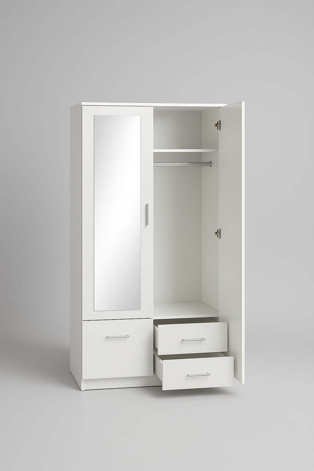 White 2 Door Wardrobe Delivered in Soho view 2
